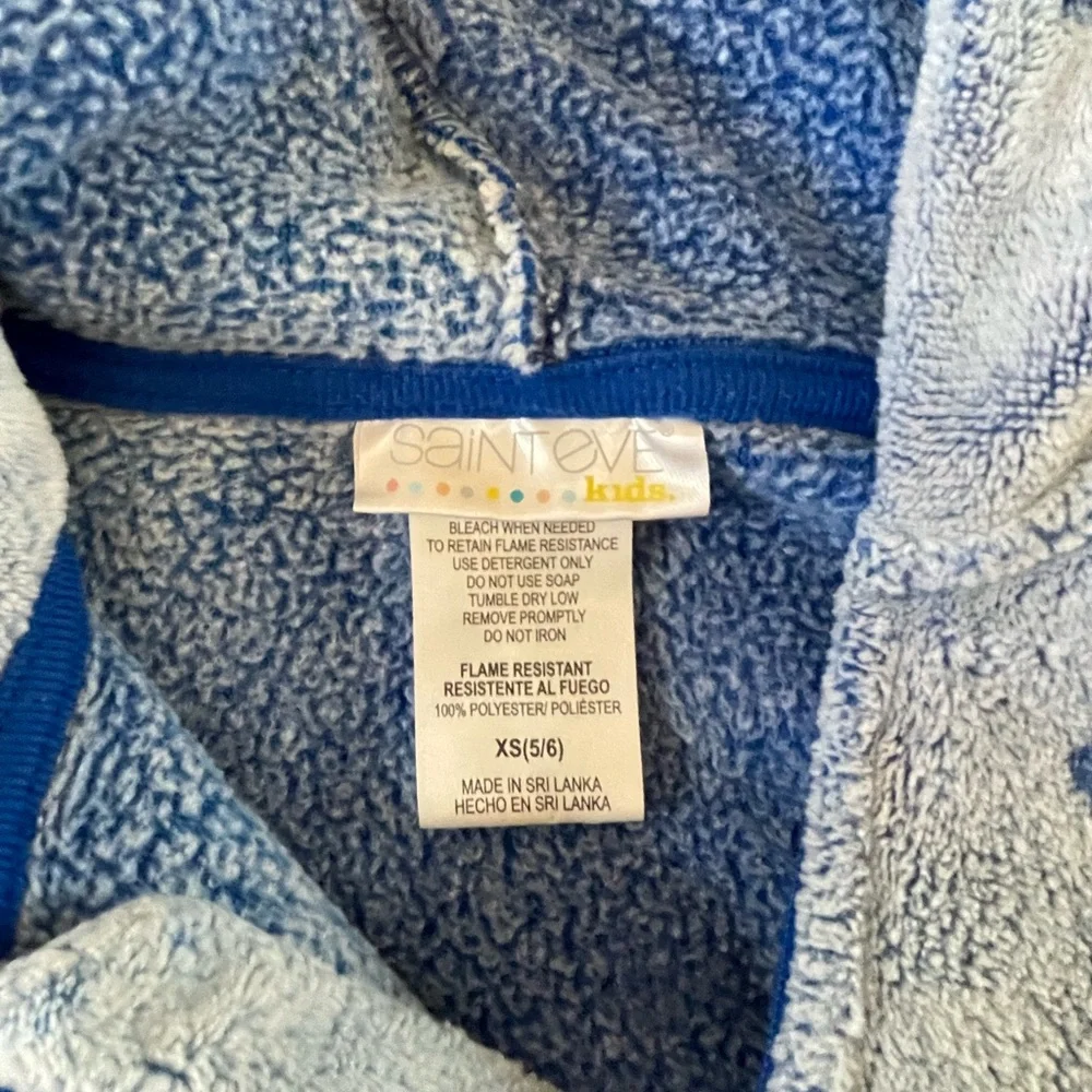 Sainteve Blue Shark Print Kids Fuzzy Warm One Piece XS 5/6